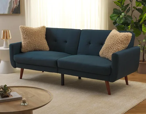 Vista 2 de Safavieh Home Bushwick - Sofá cama convertible plegable gris y marrón de 82.7 pulgadas