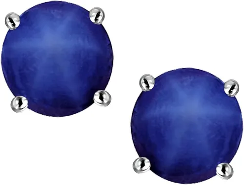 Vista 11 de Star K Sterling Silver Round 7mm Simulated Yellow Sapphire Earrings Studs Ópalo creado