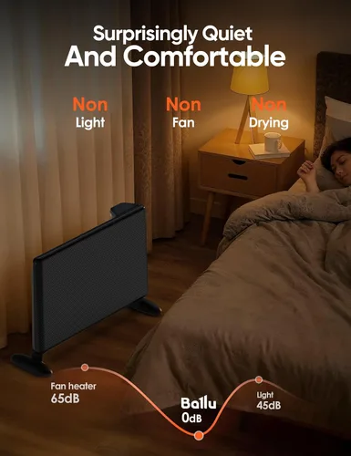 Vista 5 de Ballu Calentador de Espacio Infrarrojo de Mica para Habitación Grande, Calentador de Panel con Termostato Programable, Control de Aplicación WiFi