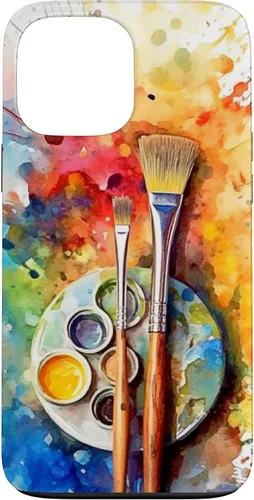 Vista 24 de Watercolor Paints Paleta y pincel pintor artista caso para iPhone 17