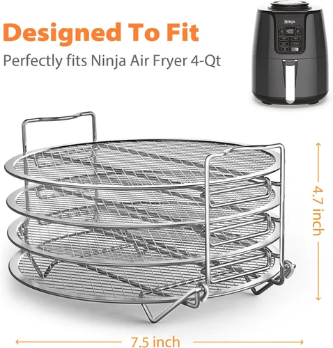 Vista 2 de SICHEER Estante deshidratador de acero inoxidable, accesorios compatibles con freidora de aire Ninja de 4 cuartos de galón, compatible con freidora