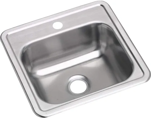 Vista 3 de Elkay D11515 Dayton Fregadero de Cocina de Acero Inoxidable de 15" con Instalación Empotrada de Una Sola Cubeta - 1 Orificio para Grifo