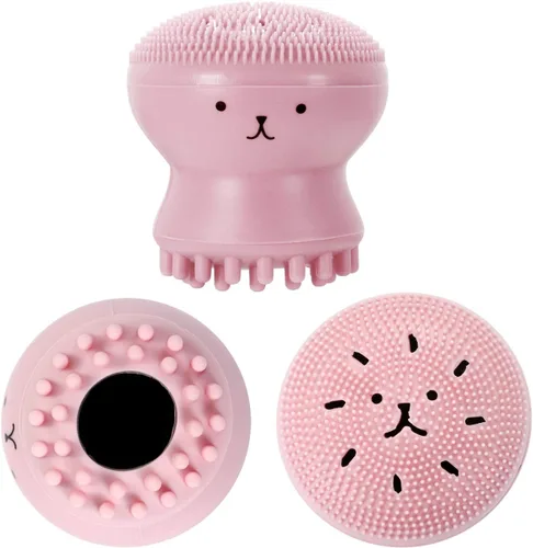 Vista 3 de Vtrem Limpiador facial de silicona para mujer: 5 unidades de pulpo, limpiador facial de silicona para cara para masaje exfoliante profundo, cepillo