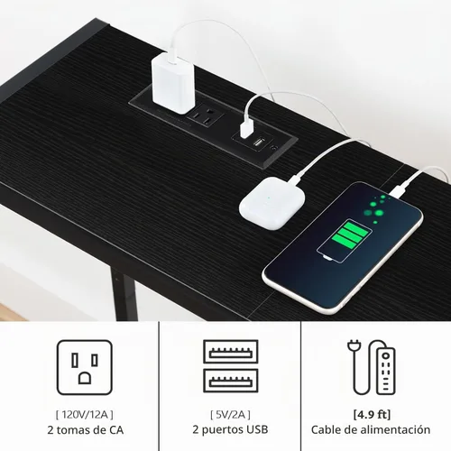 Vista 9 de MAHANCRIS Mesa consola, mesa de sofá estrecha, mesa de entrada de 43.3 pulgadas con estación de energía, mesa detrás del sofá, estilo simple