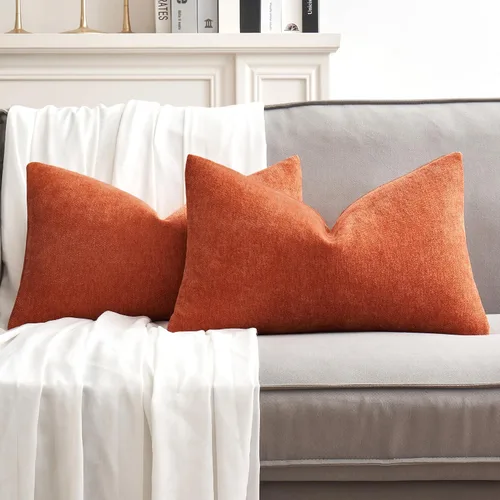 Vista 19 de MIULEE - Pack de 2 fundas de almohada decorativas beige de 16x16 pulgadas, cojines suaves de chenilla para sofá, fundas de cojín de estilo casa