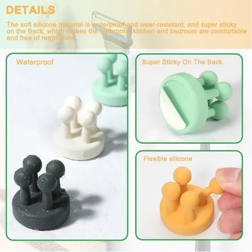 Vista 2 de Portacepillos de dientes de silicona para baños, soporte de afeitar para ducha, soporte de cepillado de dientes, soporte de pared para cepillo