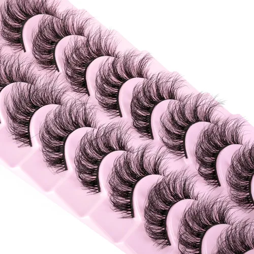 Vista 10 de Wispy Lashes Pestañas postizas de aspecto natural con pegamento de pestañas, kit de pestañas de ojo de gato, extensión de pestañas con pegamento
