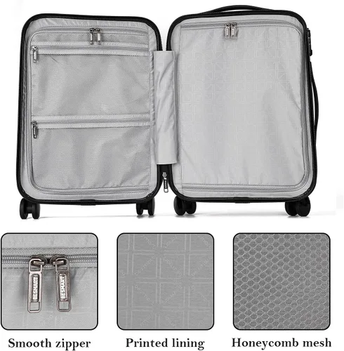 Vista 5 de BE SMART Equipaje de 20 pulgadas (para embarque) con rueda silenciosa giratoria, estuche de transporte integrado de PC+ABS y TSA, maleta pequeña