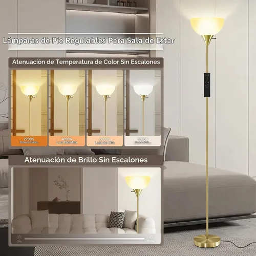 Vista 2 de Lámparas de pie para sala de estar, lámparas de pie Torchiere de 71 pulgadas con control remoto, 2700K-6500K temperatura de color y brillo