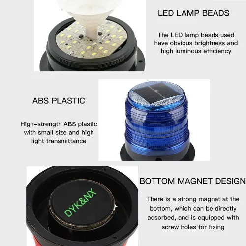 Vista 4 de DYK&NX Luz LED de ancla de navegación marina para yate con carga solar, material PC, impermeable y a prueba de polvo para luces de proa y popa