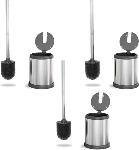 Vista 12 de ToiletTree Products Escobilla de inodoro con tapa, elegante cepillo y soporte para inodoro, juego de cepillos para inodoro con base pesada, cepillo