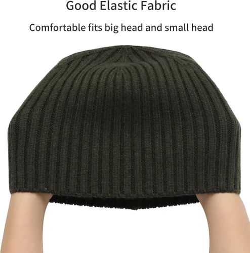 Vista 4 de ZLYC Gorro de pescador de punto de invierno para hombre, gorro de calavera cálido para uso diario