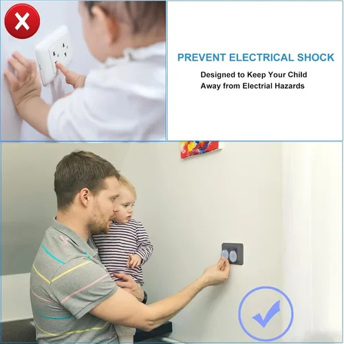 Vista 5 de Fundas transparentes de seguridad para bebés (paquete de 24), cubiertas de plástico duraderas para enchufes de corriente, tapas de seguridad