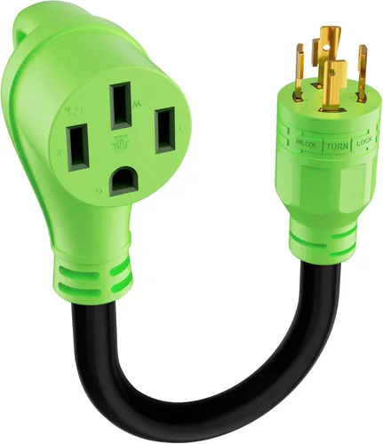 Vista 12 de Cable adaptador de generador RV de 30 amperios a 50 amperios, enchufe macho de bloqueo giratorio NEMA L5-30P a receptáculo hembra NEMA 14-50R
