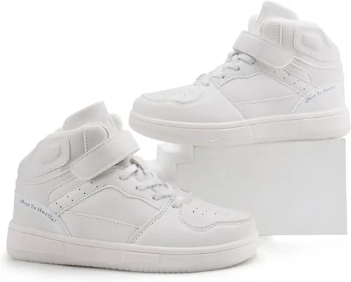 Vista 2 de brooman Zapatos de baloncesto para niños, tenis de caña alta para niñas, zapatos de escuela, zapatos deportivos para correr