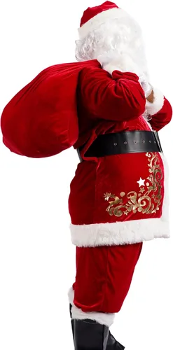 Vista 2 de Disfraz de Papá Noel para hombres adultos, traje de Papá Noel, 11 piezas, profesional, talla grande, traje de terciopelo de Navidad, fiesta