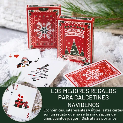 Vista 4 de Naipes de Navidad, bonitos diseños para diversión familiar con libro electrónico de juegos de cartas gratis. Gran regalo de relleno de calcetines