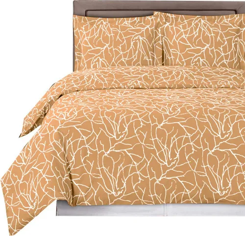 Vista 2 de Royal Hotel Bedding Juego de funda de edredón Ema de 3 piezas, color gris y blanco, 100% algodón, 300 hilos