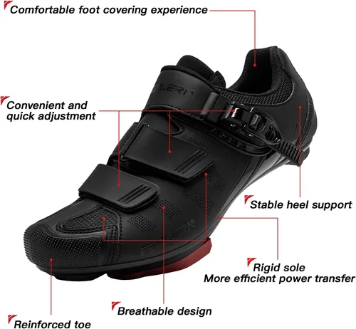 Vista 2 de FENLERN Zapatos de ciclismo para hombres y mujeres, compatibles con tacos Delta preinstalados para interiores, bicicleta de carretera, bicicleta