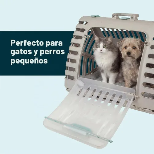 Vista 7 de SPORT PET Designs - Transportador plegable de viaje para gatos - Colección de transportador plegable de plástico con puerta frontal, cama