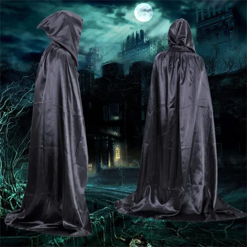 Vista 6 de Capa larga de terciopelo con capucha para Halloween Navidad cosplay disfraz de adulto