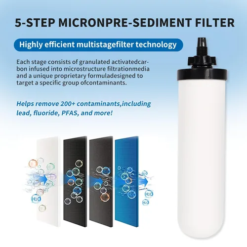 Vista 5 de 2 velas de filtro de agua de cerámica de 7 pulgadas, filtros de repuesto de filtro de agua de 7 pulgadas con carbón activado para sistema de filtro