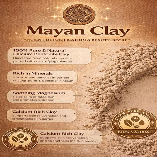 Vista 6 de Mayan Pure Indian Healing Clay Powder, limpieza profunda de la piel de poros, mascarilla corporal y capilar, arcilla natural de bentonita de calcio