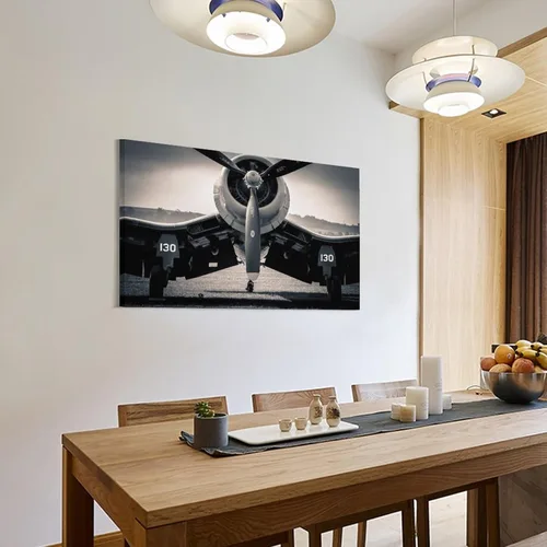 Vista 3 de F4U Pirate Fighter US Navy Aircraft Flight Militar Retro Fotografía en blanco y negro Aviati lienzo arte de pared impresiones para decoración