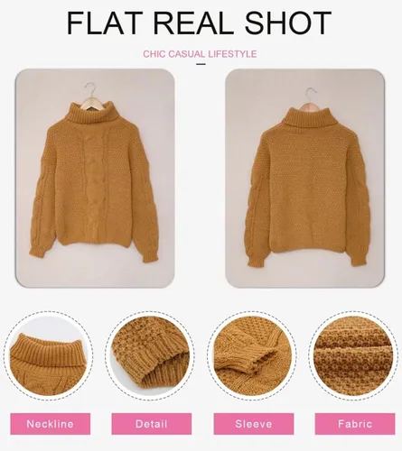 Vista 3 de Dokotoo - Sudadera de cuello de tortuga para mujer