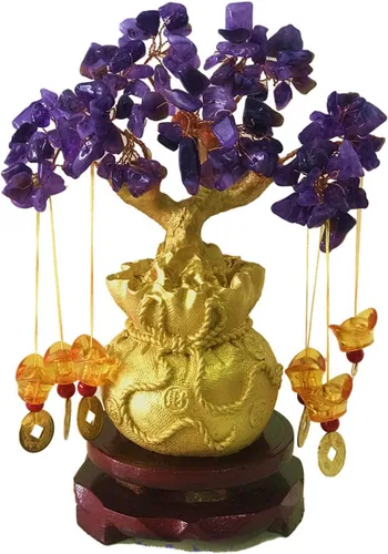 Vista 5 de Árbol de la Abundancia de Feng Shui de citrino/Árbol de Dinero de citrino y Árbol de citrino, Árbol de Cristal de Grifo/Árbol de Fortuna de Dragón