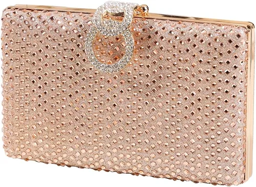 Vista 9 de Dreubea Bolso de mano brillante para mujer con diamantes de imitación
