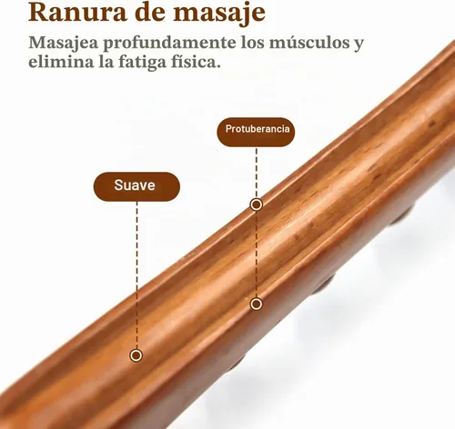 Vista 3 de Herramientas de masaje de terapia de madera, masajeador de drenaje linfático de 21 pulgadas, palo de masaje de mano y herramientas de terapia