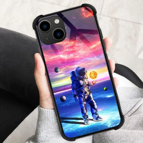 Vista 3 de ZHEGAILIAN Funda compatible con iPhone, diseño de astronautas de estrellas para hombres y niños, diseño de patrón a prueba de golpes, antiarañazos