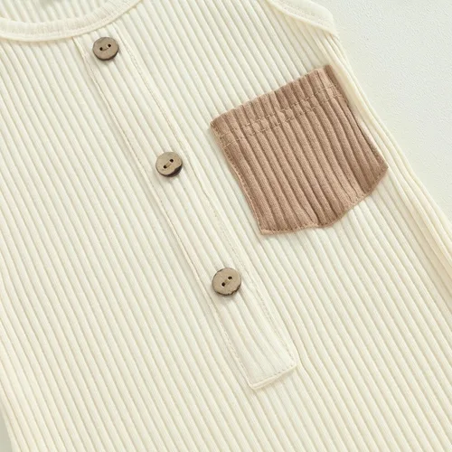 Vista 81 de Mameluco unisex de manga corta para bebé recién nacido, con botones, de una pieza, ropa de color sólido
