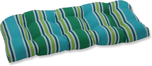 Vista 9 de Pillow Perfect - Cojín capitoné, resistente a la intemperie y la decoloración, para sofá de mimbre/columpio de exterior, bordes redondos, 19 x 44