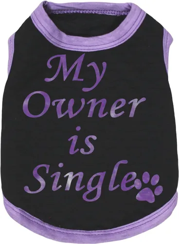 Vista 6 de Petitebella My Owner is Single Puppy - Camisa para perro (negro/morado, XS)