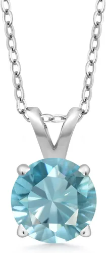 Vista 21 de Gem Stone King Collar con colgante solitario de plata de ley 925 de 0.236 in con piedra natal redonda Collar de 4 puntas para mujer Con cadena