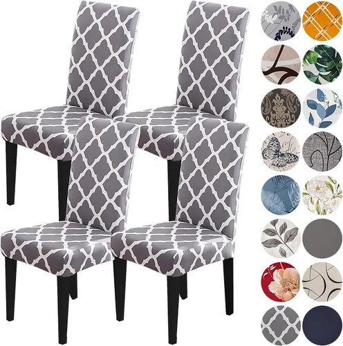 Vista 87 de HZDHCLH Juego de 4 fundas para sillas de comedor color burdeos, fundas elásticas de elastano para sillas Parsons, paquete de 4, fundas de asiento