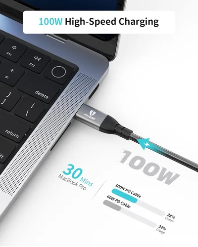 Vista 3 de PHIXERO Cable USB C (100 W/20 Gbps/3.3 pies), salida de video de 4K a 60 Hz tipo C, 2 en 1 USB-A/C a C, 3.2 Gen 22 para MacBook Pro/Air/iPad Pro