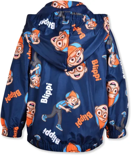 Vista 2 de Blippi Chaqueta rompevientos para niños pequeños y pequeños, color azul marino