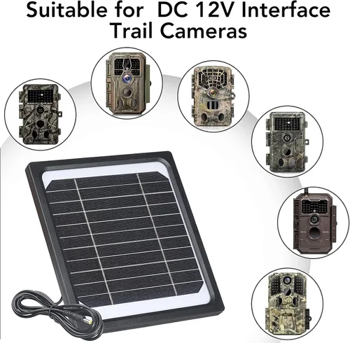 Vista 4 de Panel solar de 5 W y 12 V para cámara de rastro con batería recargable de 5200 mAh - Kit de cargador solar impermeable IP65, fuente de alimentación