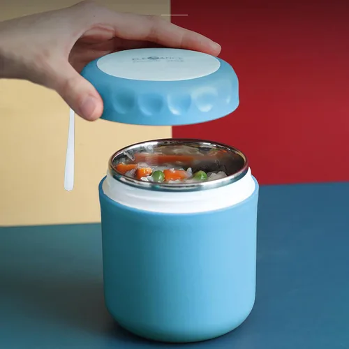 Vista 6 de Tarro de comida aislado al vacío, recipiente de sopa aislado al vacío de 20 onzas, taza de sopa térmica, lonchera de acero inoxidable para adultos