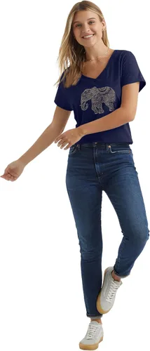 Vista 4 de Hanes - Camiseta de manga corta con cuello en V para mujer