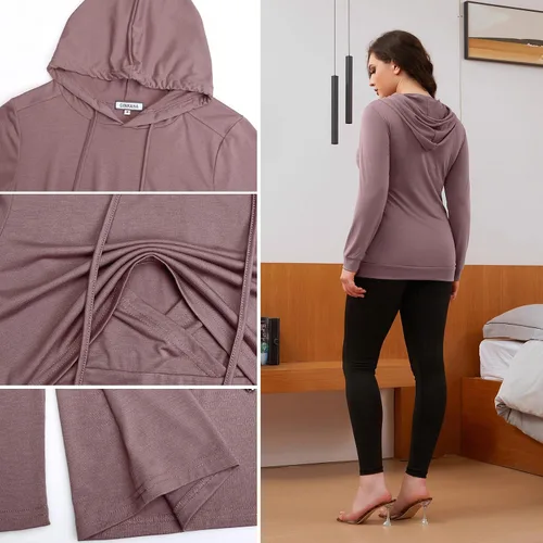 Vista 104 de GINKANA Sudadera con capucha para mujer, manga larga, lactancia materna, ropa casual
