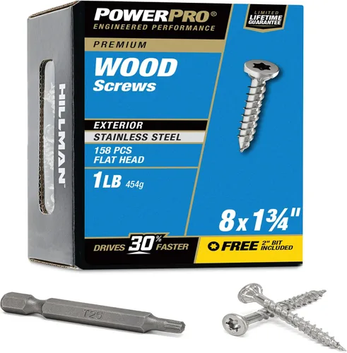 Vista 18 de Power Pro Tornillos de madera para exteriores de alta calidad, tornillos de cubierta multiusos #8 x 1-1/2 pulgadas para proyectos al aire libre