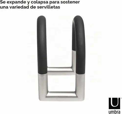 Vista 5 de Umbra servilletero giratorio Metal, spring mechanism, adjustable arms, space saving storage, modern design, easy to use, recycled plastic