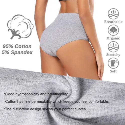 Vista 2 de Molasus - Ropa interior de algodón para mujer, cintura alta, cobertura total, tallas regulares y extragrandes