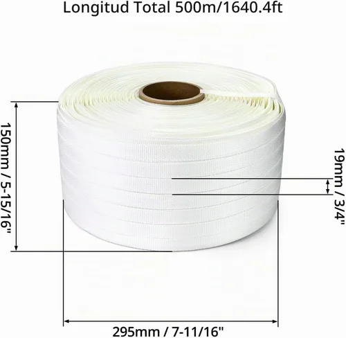 Vista 6 de QWORK Rollo de correa de cable tejido de 3/4 pulgadas x 1640 pies, rollo de correa de cuerda trenzada de polietileno resistente, 1830 libras fuerte