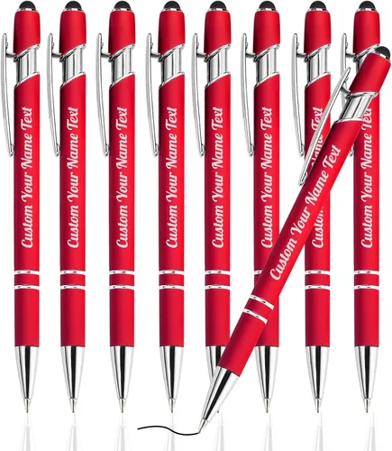 Vista 80 de Bolígrafo personalizado, 1 unidad, bolígrafo personalizado con logotipo de mensaje de nombre comercial grabado, lápiz digital de tinta negra suave