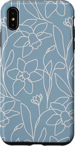 Vista 11 de Poppy Flower Line Art Modern Leaves Boho Light Blue Case for iPhone 17